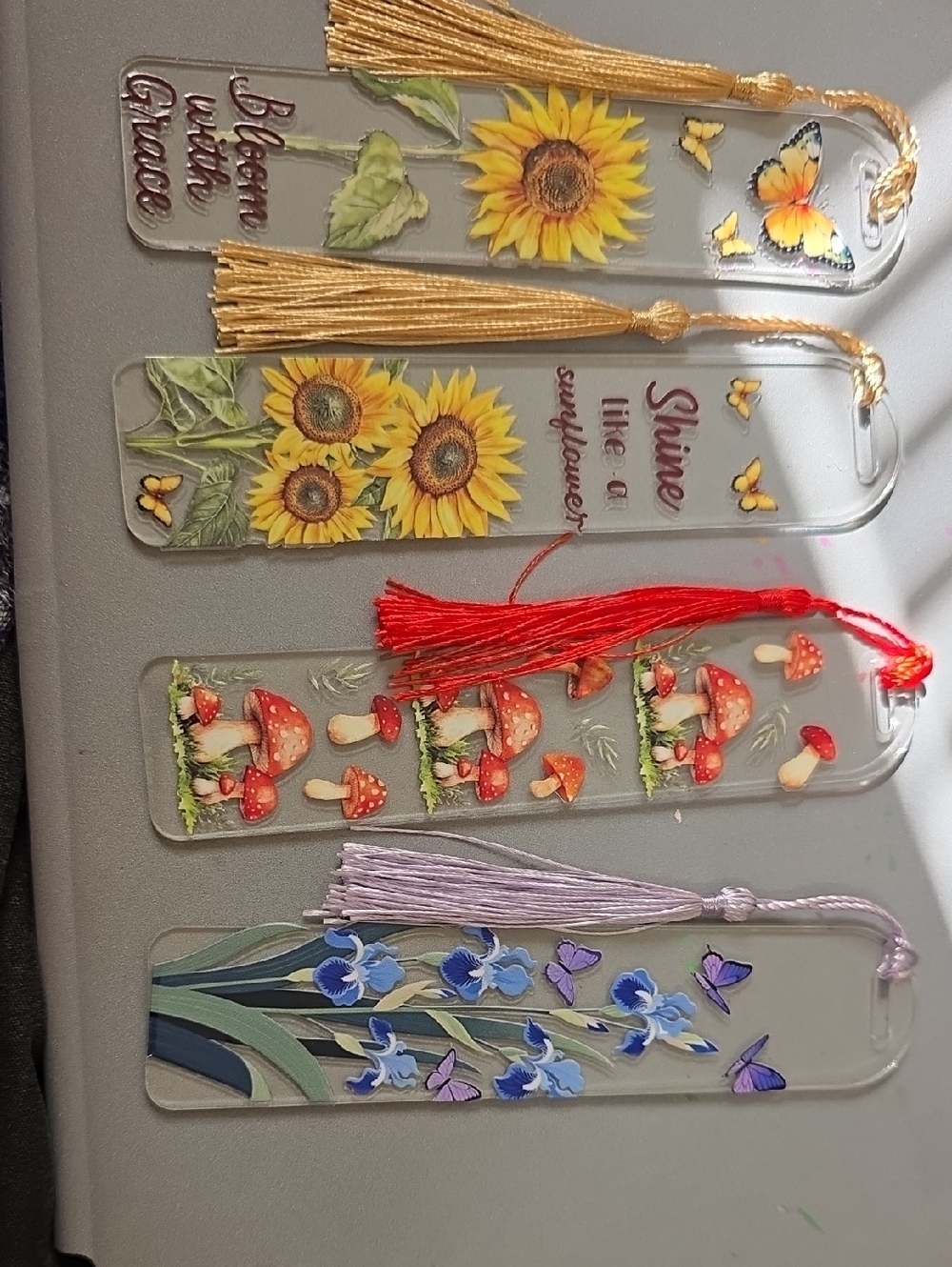 Sunflower & Mushroom Decorative Acrylic Bookmarks - Pick One